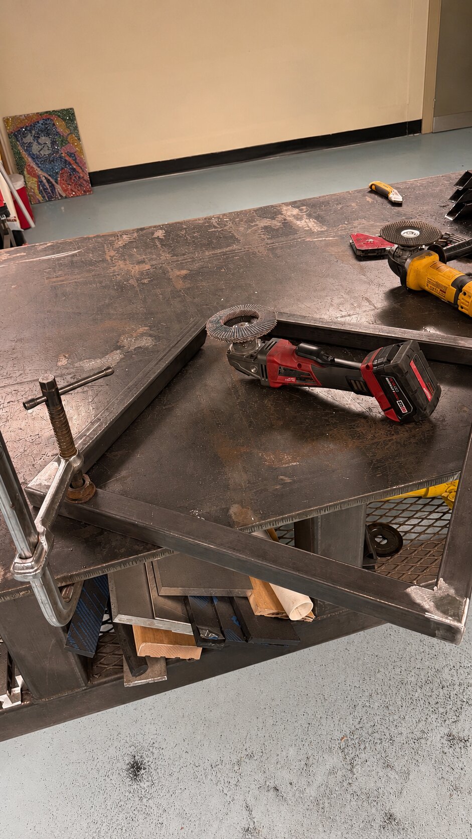 Pivot Side Table frame being built